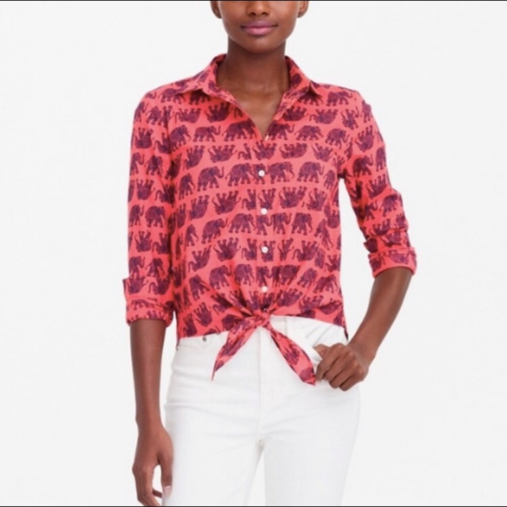 J. Crew elephant tie shirt size XS